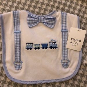 Crown & Ivy Bib NWT Train Bow Tie